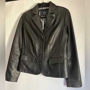 SONOMA LIFE + STYLE LAMBSKIN LEATHER BLAZER/JACKET WITH STITCHING WOMEN’S MEDIUM